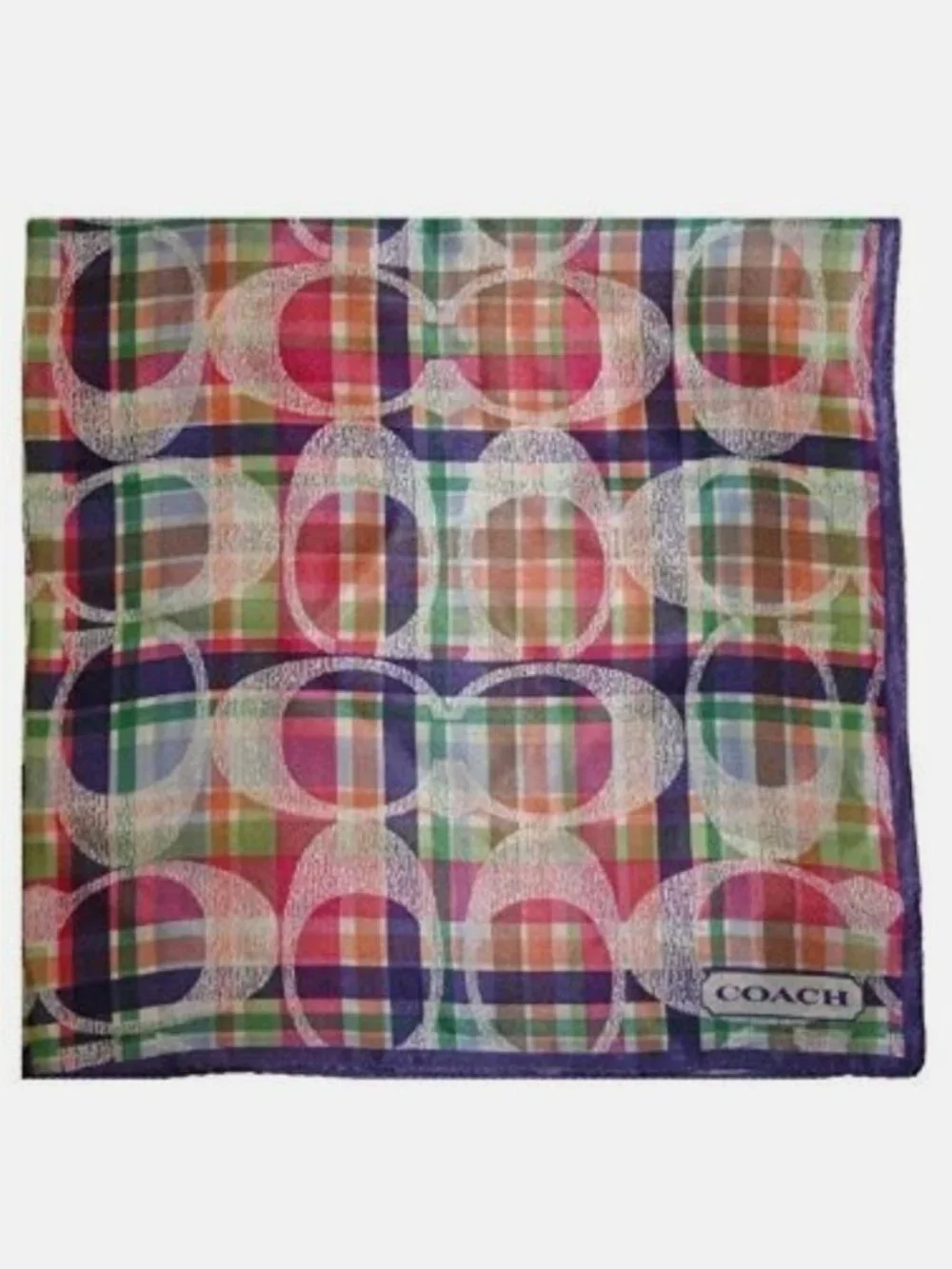 Coach Daisy Madras Lightweight Scarf 26x26 Women’s Neck Head Wrap F83511 - Picture 7 of 10